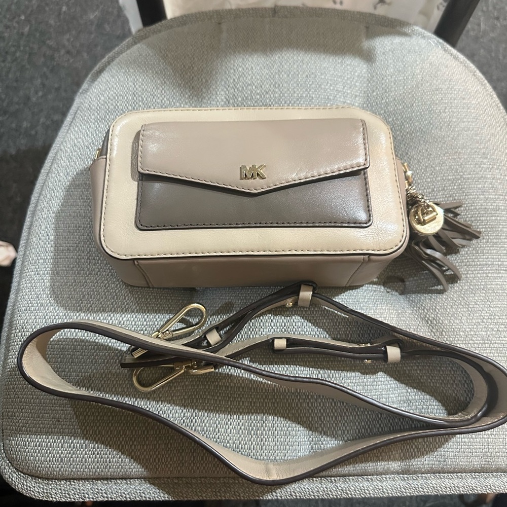 Michael Kors Cream and Gray Crossbody Bag